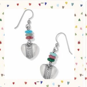 Brighton Mingle Silver Heart Earrings with Colorful Beads